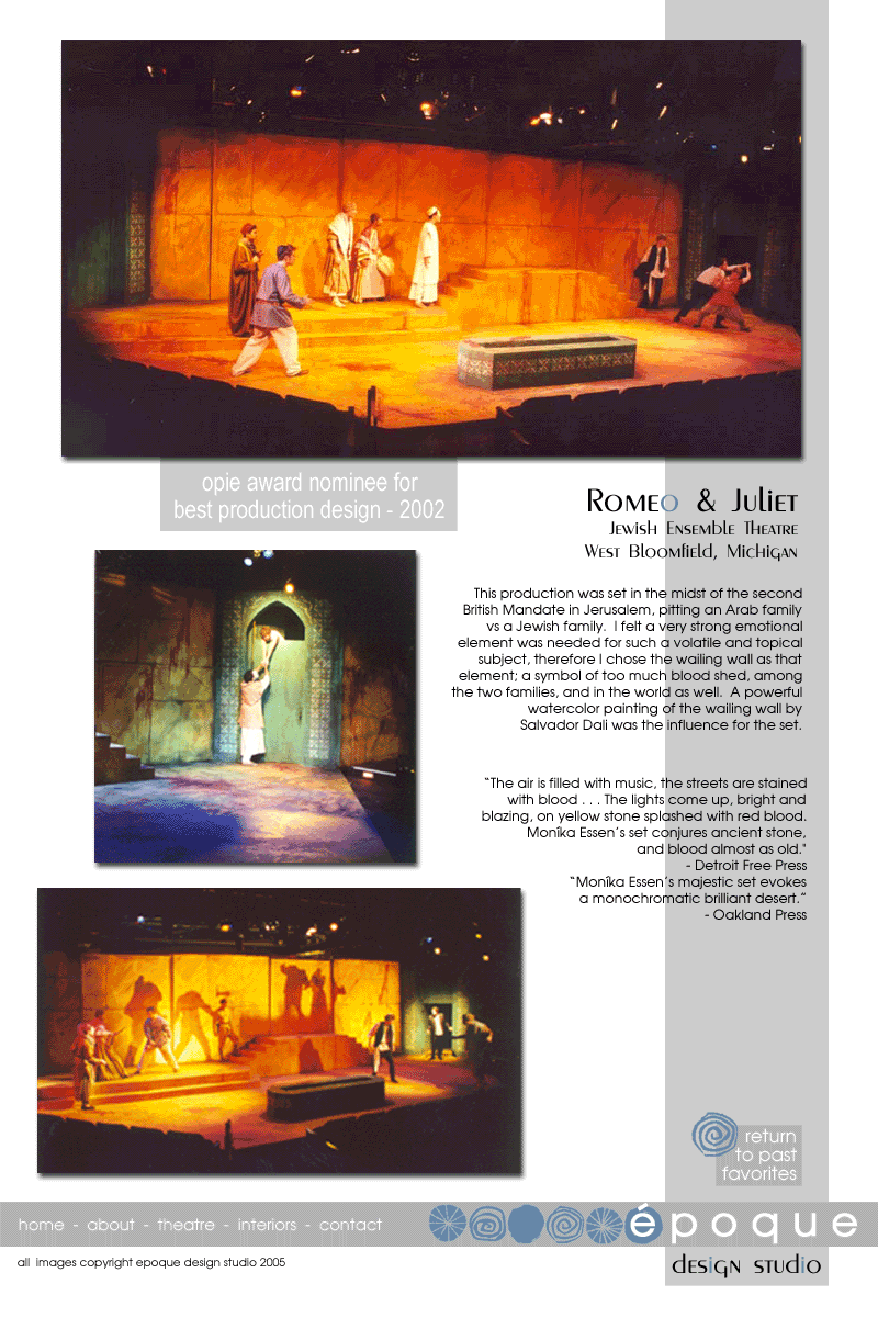 Scenic Design for the play Romeo and Juliet