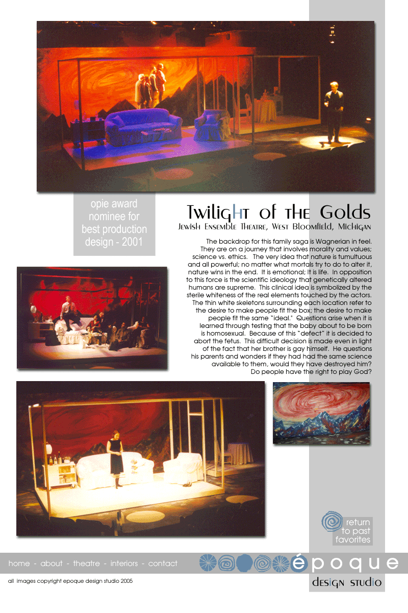 Scenic Design for the play Twilight of the Golds